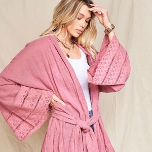Raw Hem 100% Cotton Blend Kimono